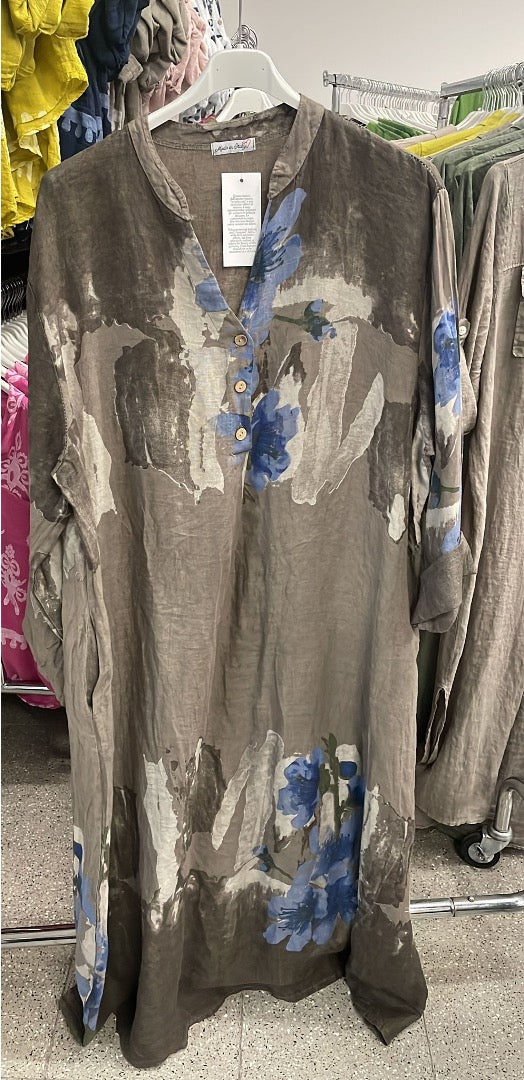 Style 1090 printed linen dress