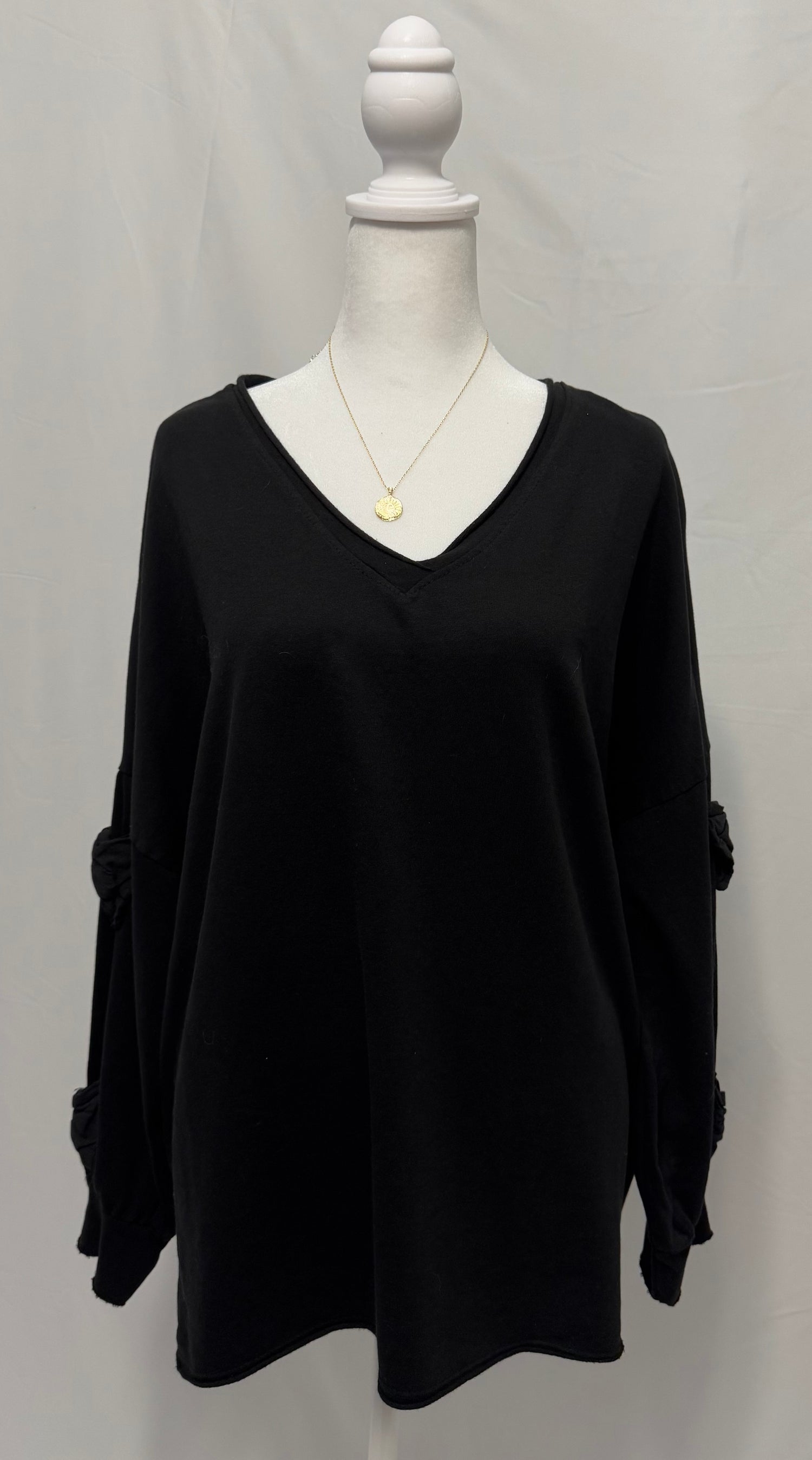 1109 Bows on slits long sleeve top