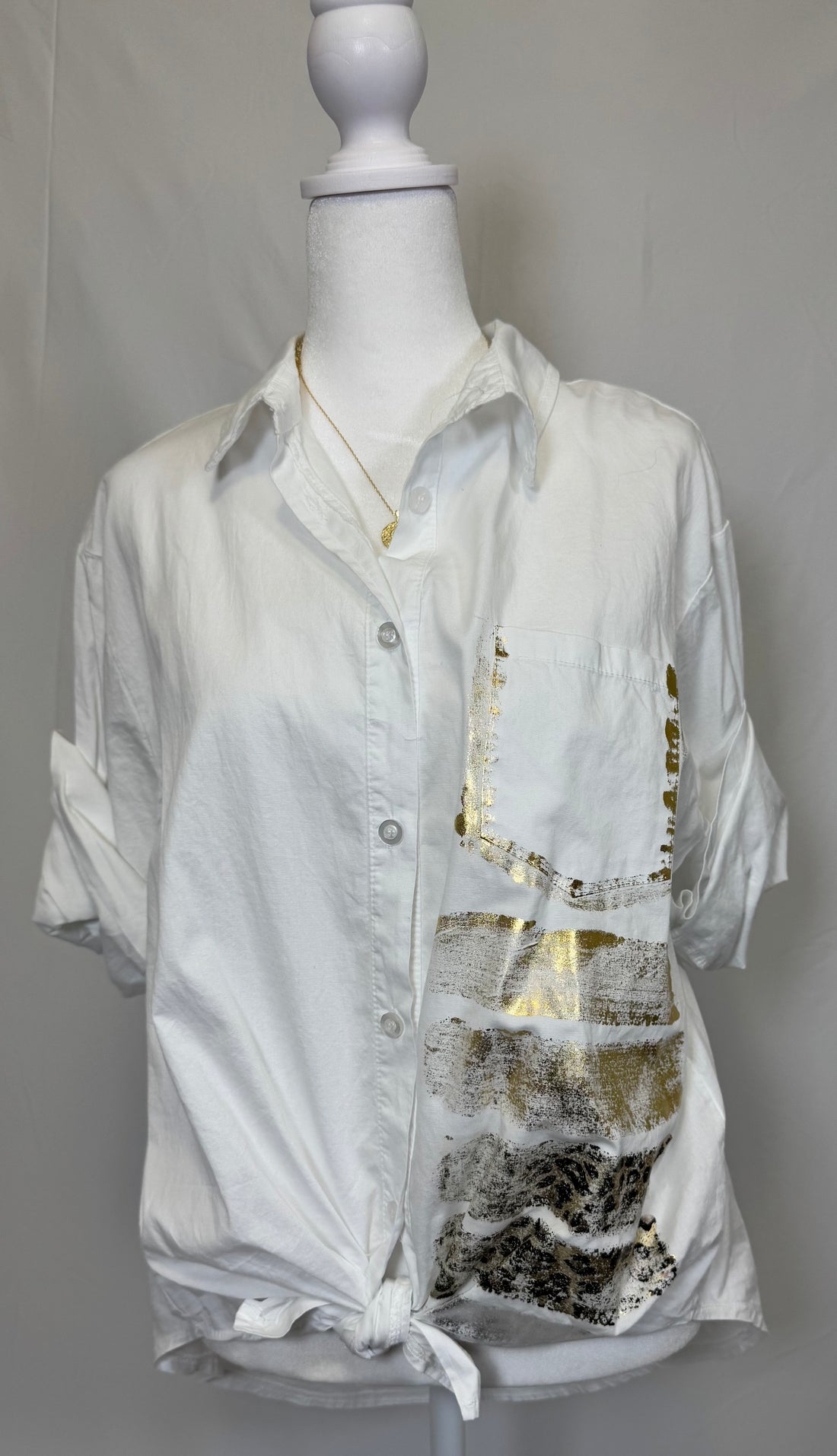 Style 1019 Metallic print Button-Down Shirt