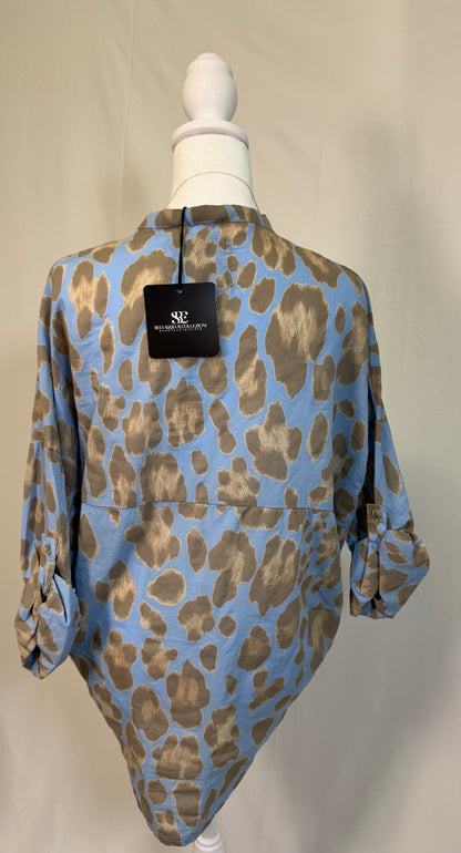 Style 1001-P2 Leopard Print Button-Up Blouse