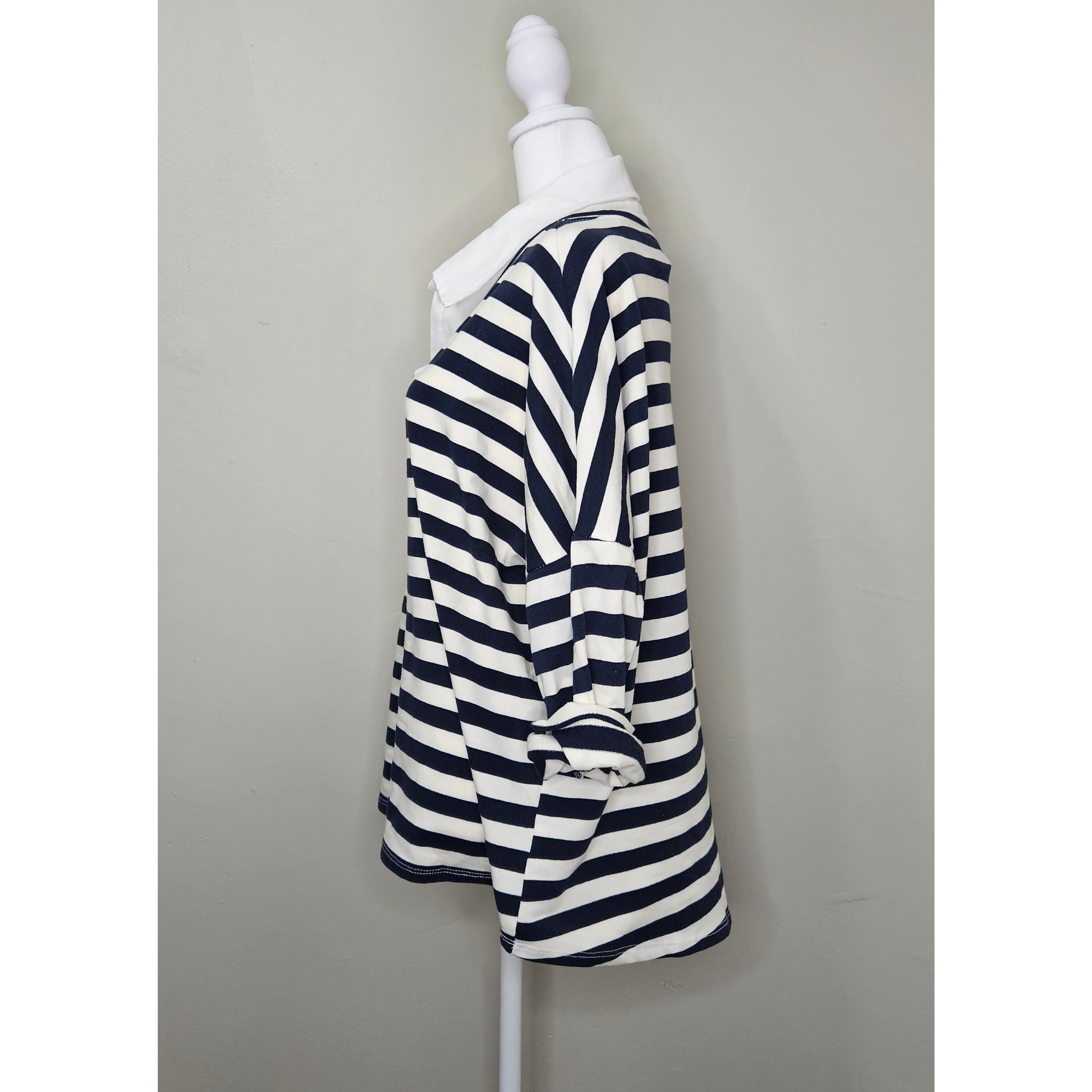 Style 1010 Nautical Striped Oversized V-Neck Pullover