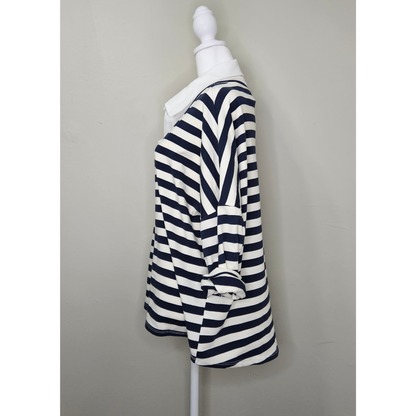 Style 1010 Nautical Striped Oversized V-Neck Pullover