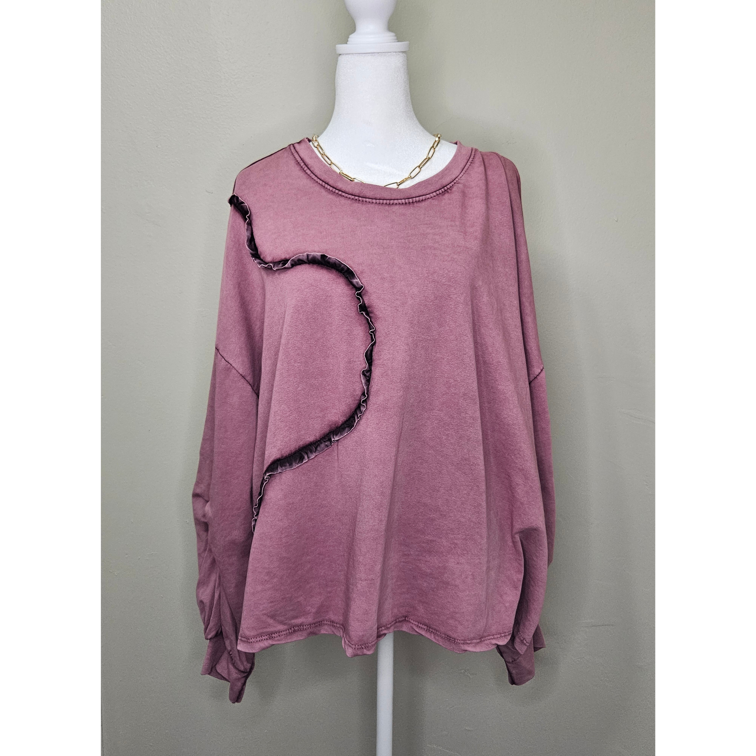 Style 1012 Oversized pick stitch sleeve Accent Sweatshirt