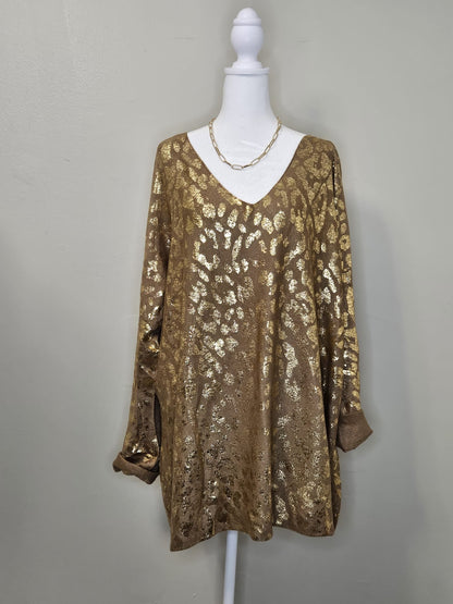 Style 1034 Gold print light weight sweater