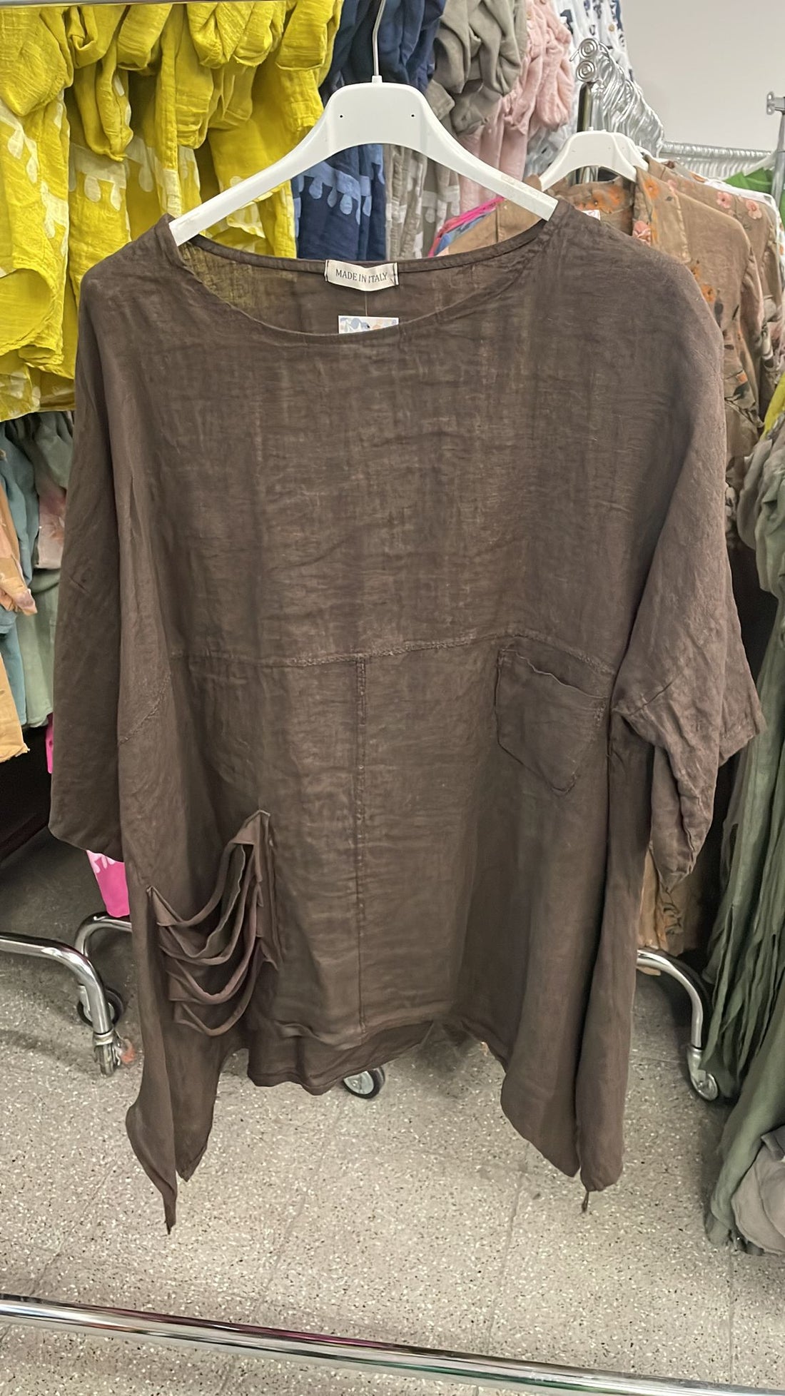 Style 1077 linen tunic brown