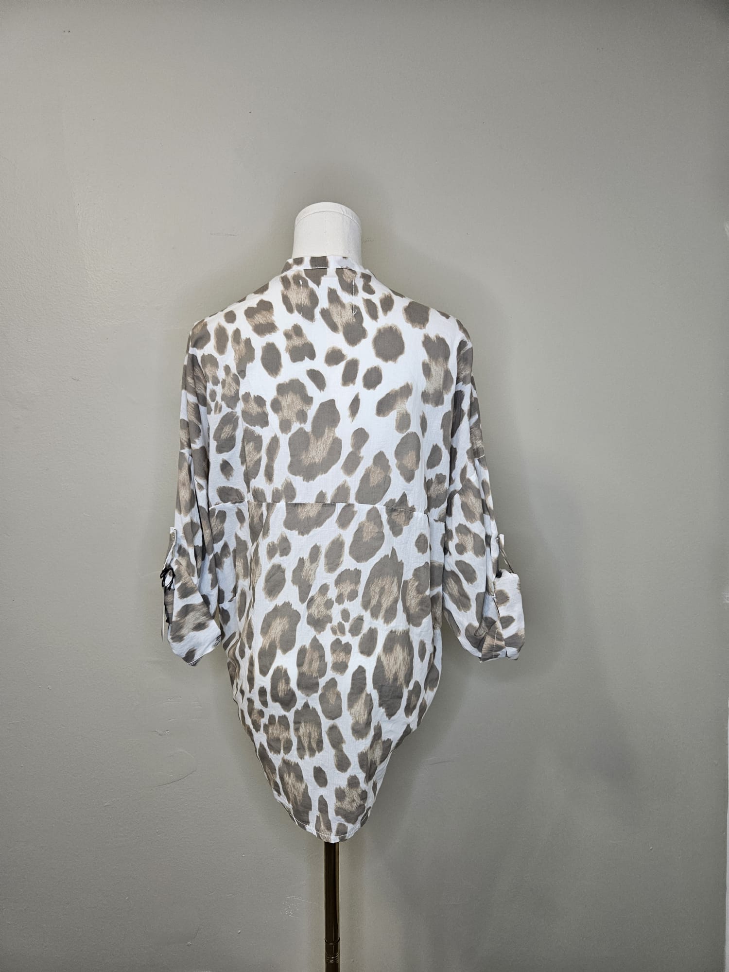 Style 1001-P2 Leopard Print Button-Up Blouse